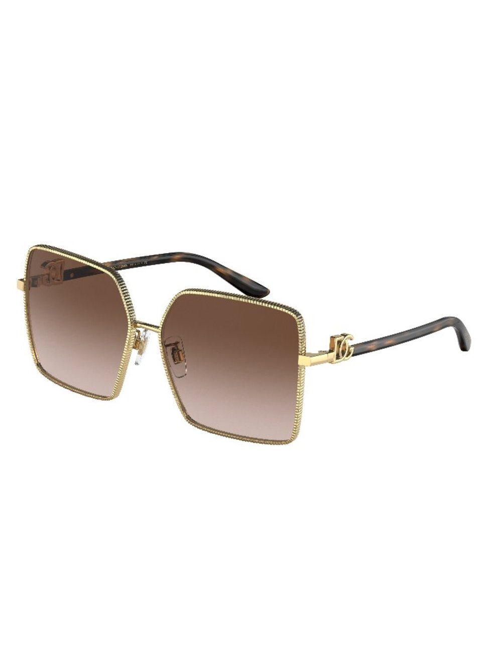 New Dolce&Gabbana Women's Sunglasses Gold Square Brown Lens Metal Frame Dolce 02
